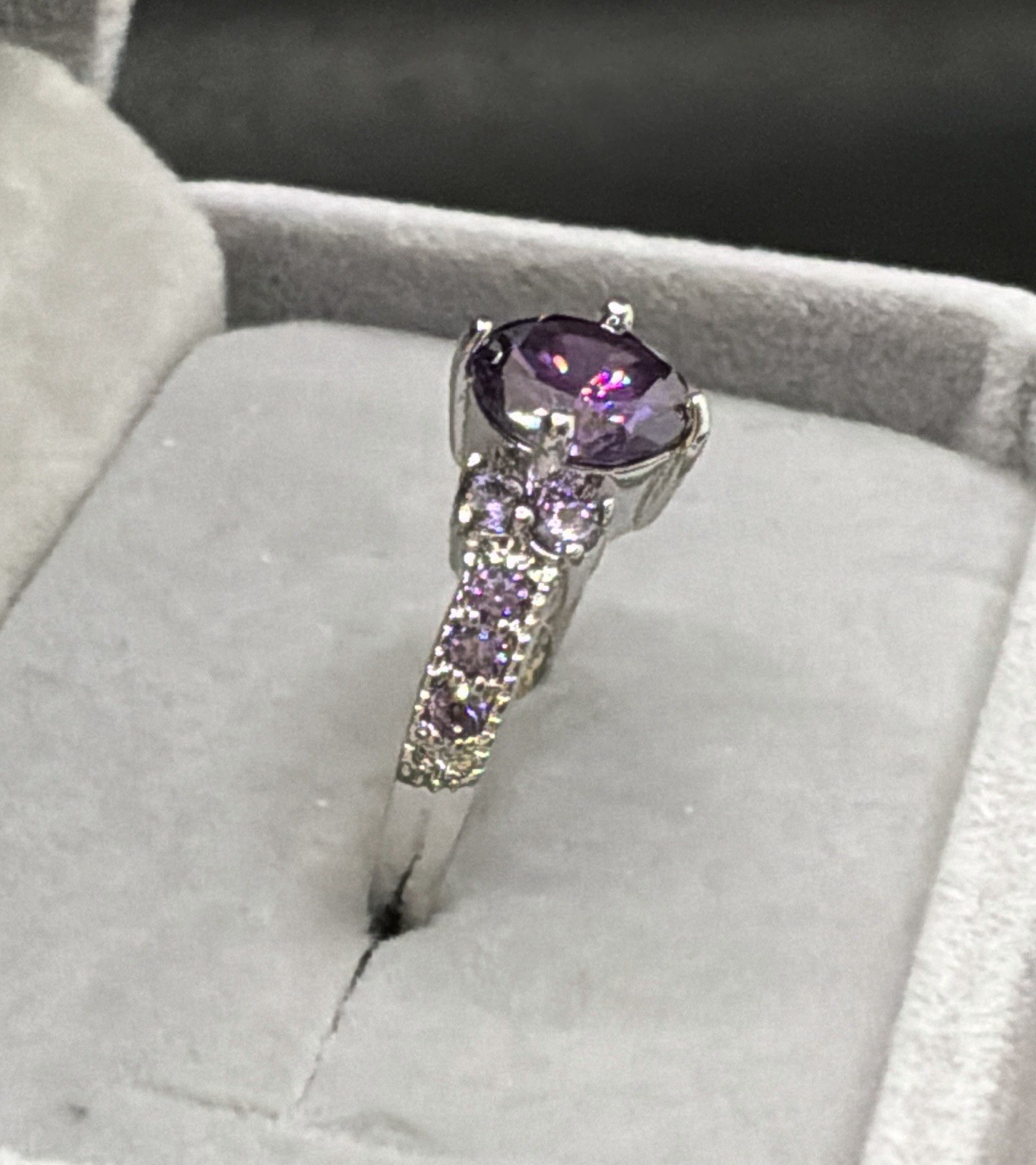 AMETHYST RING – 8mm Or 2.0ctw – Amethyst Accent Stones – .925 Sterling Silver !!