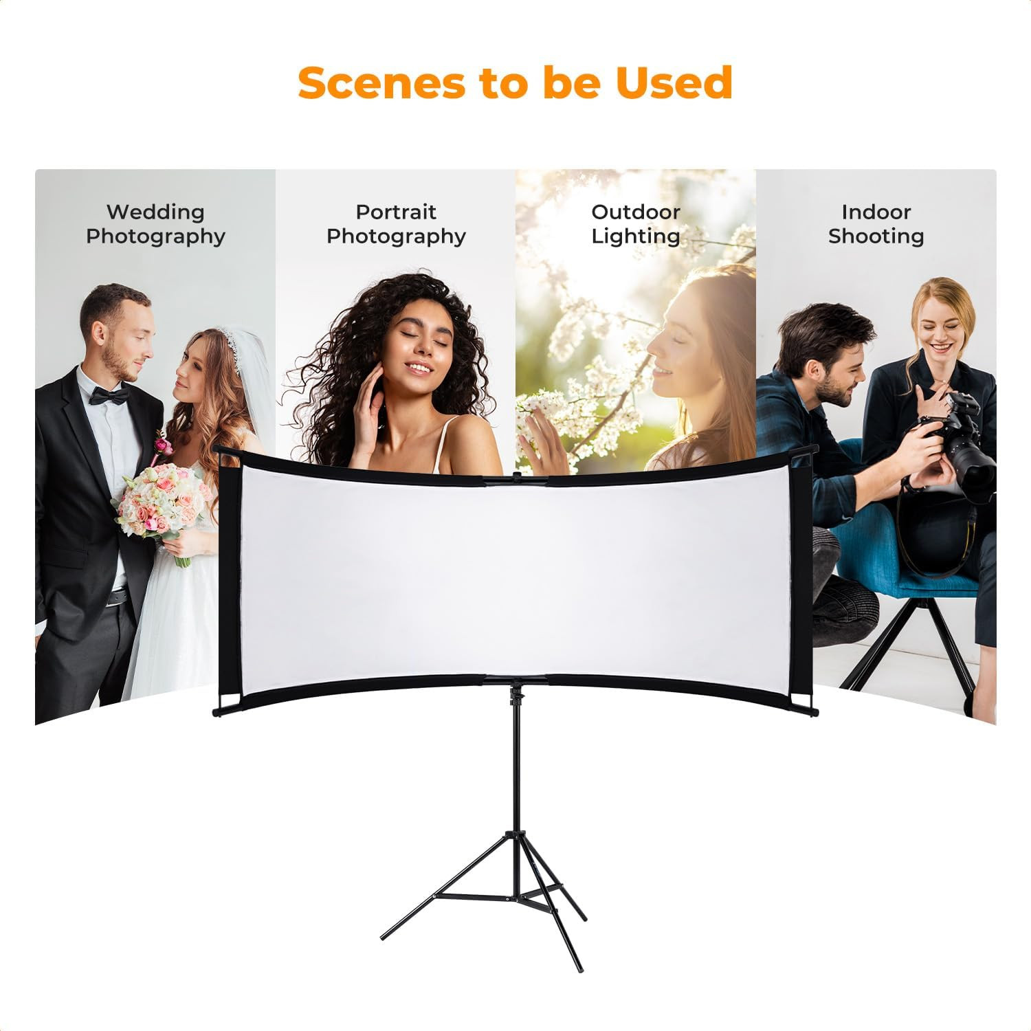 K&F CONCEPT U-Shape Reflector Curved Reflector 180x60cm with 4-in-1 Reflective F