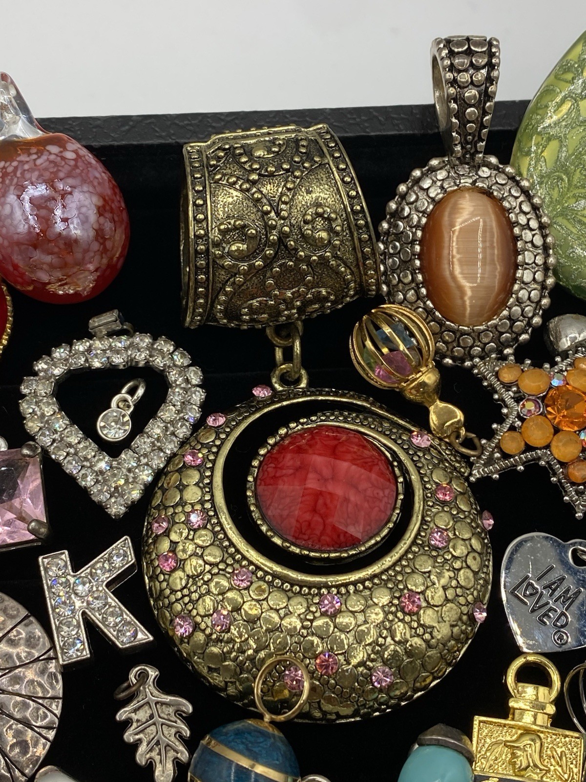 Vintage-Now Jewelry Lot Of 120 Pendants & Charms For Necklaces Enamel Rhinestone
