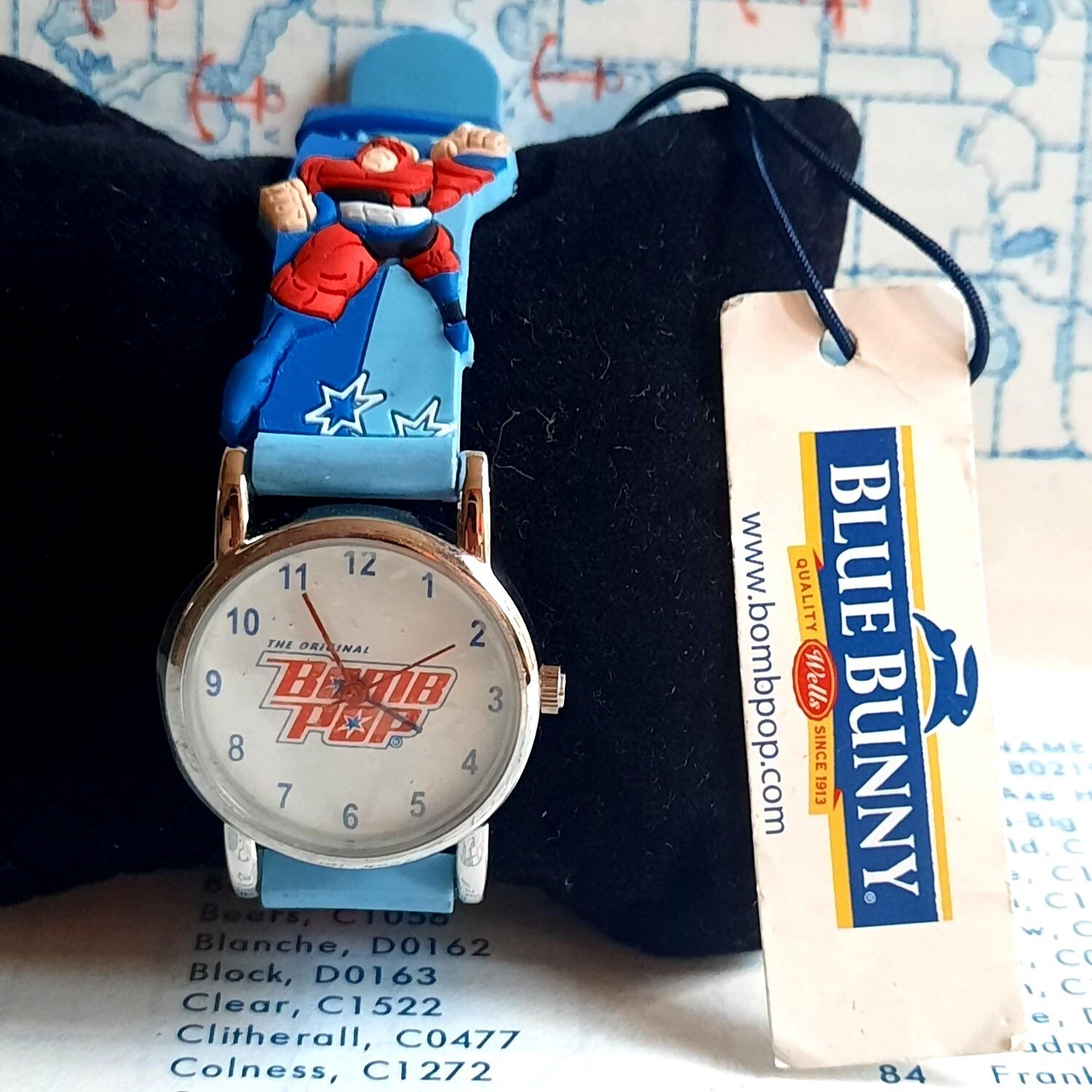 Vintage Bomb Pop Childrens Watch 2005 Blue Bunny Wells Dairy Novelty Watch Deads