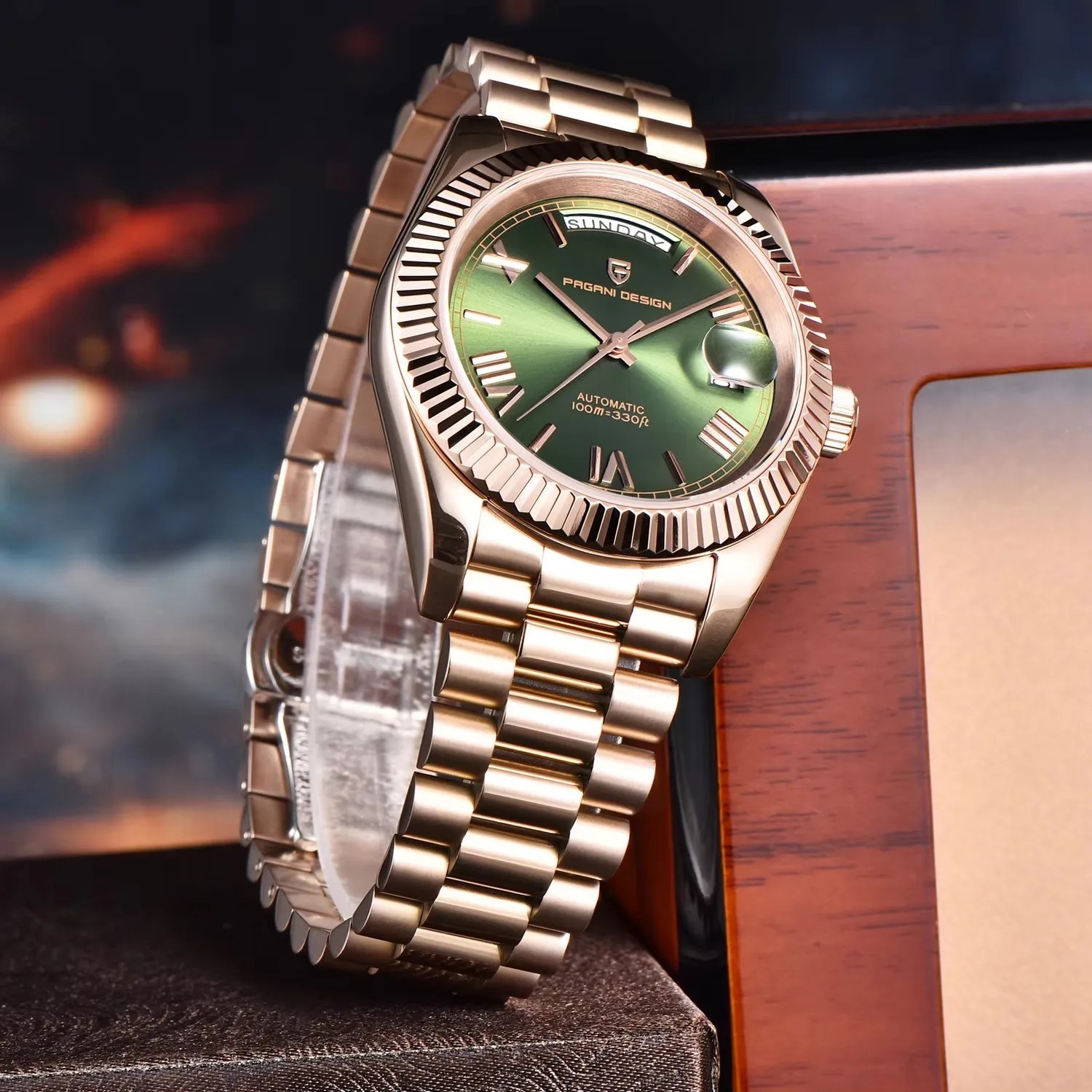 PAGANI DESIGN PD1752 Green Dial Automatic Stainless Steel Luxury Men’s Watch