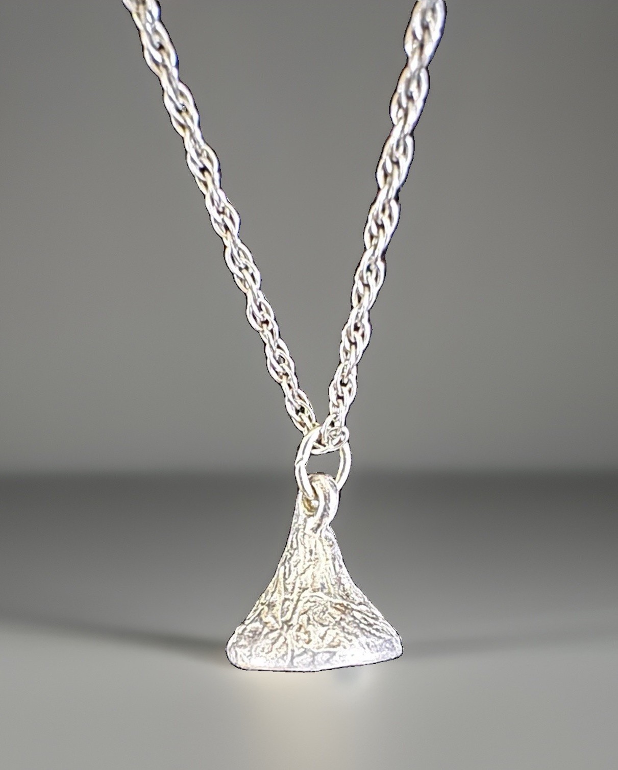 Vintage 925 Sterling Silver JCF Hershey Kiss Pendant Rope Necklace 18”