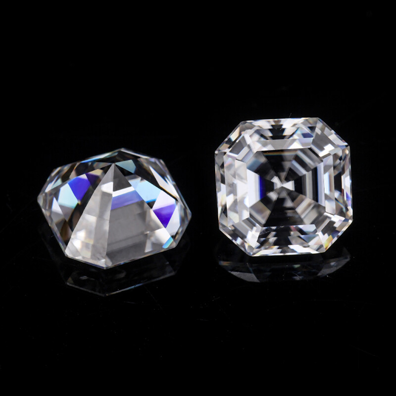 Loose Moissanite 6 MM To 11 MM Asscher Shape Real VVS1 DEF White Color VVS1