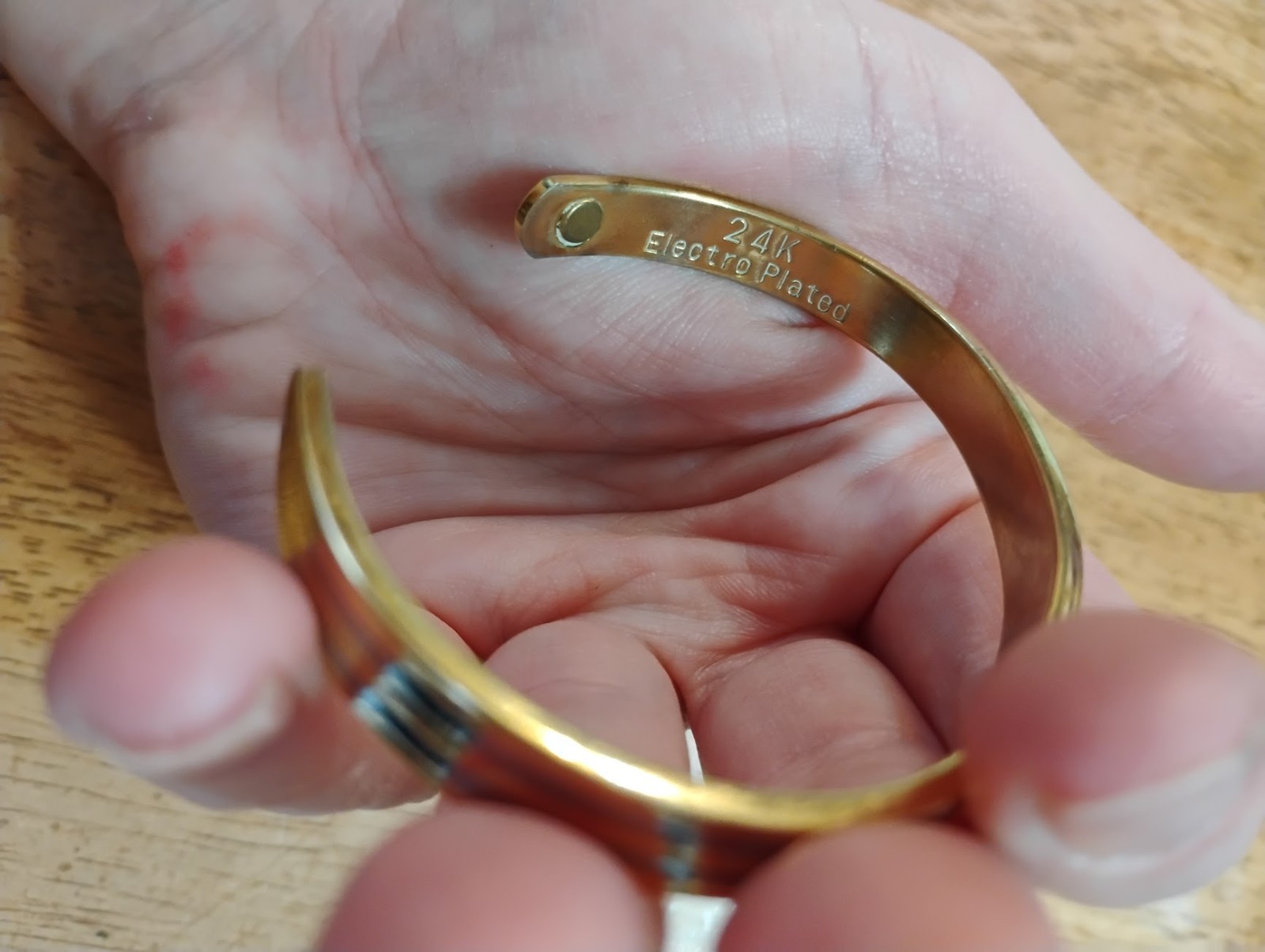 24K Electro Gold Plated cuff bracelet
