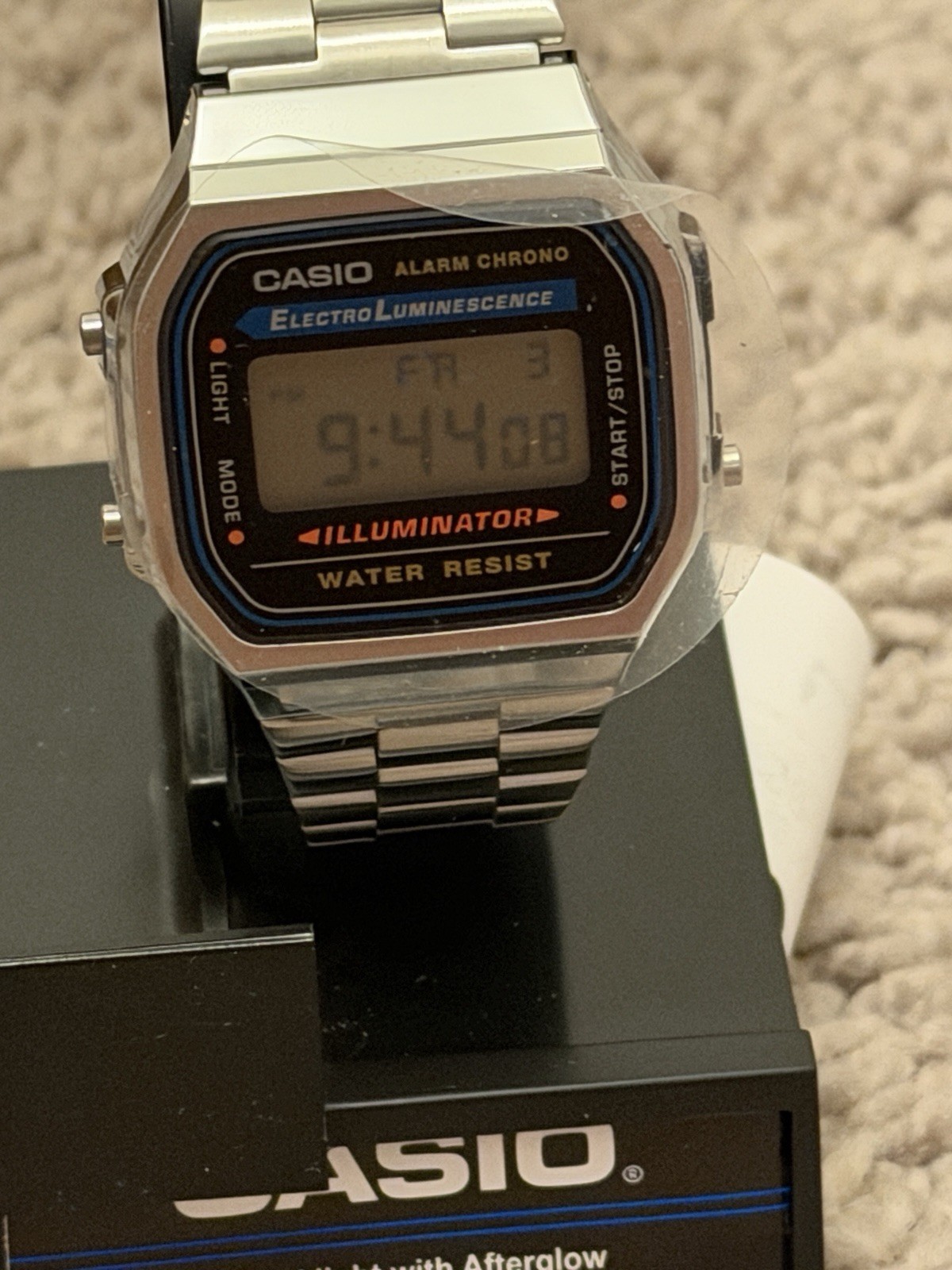 Casio A168WA-1WT Classic Digital Watch Silver Stainless Steel Illuminator NEW