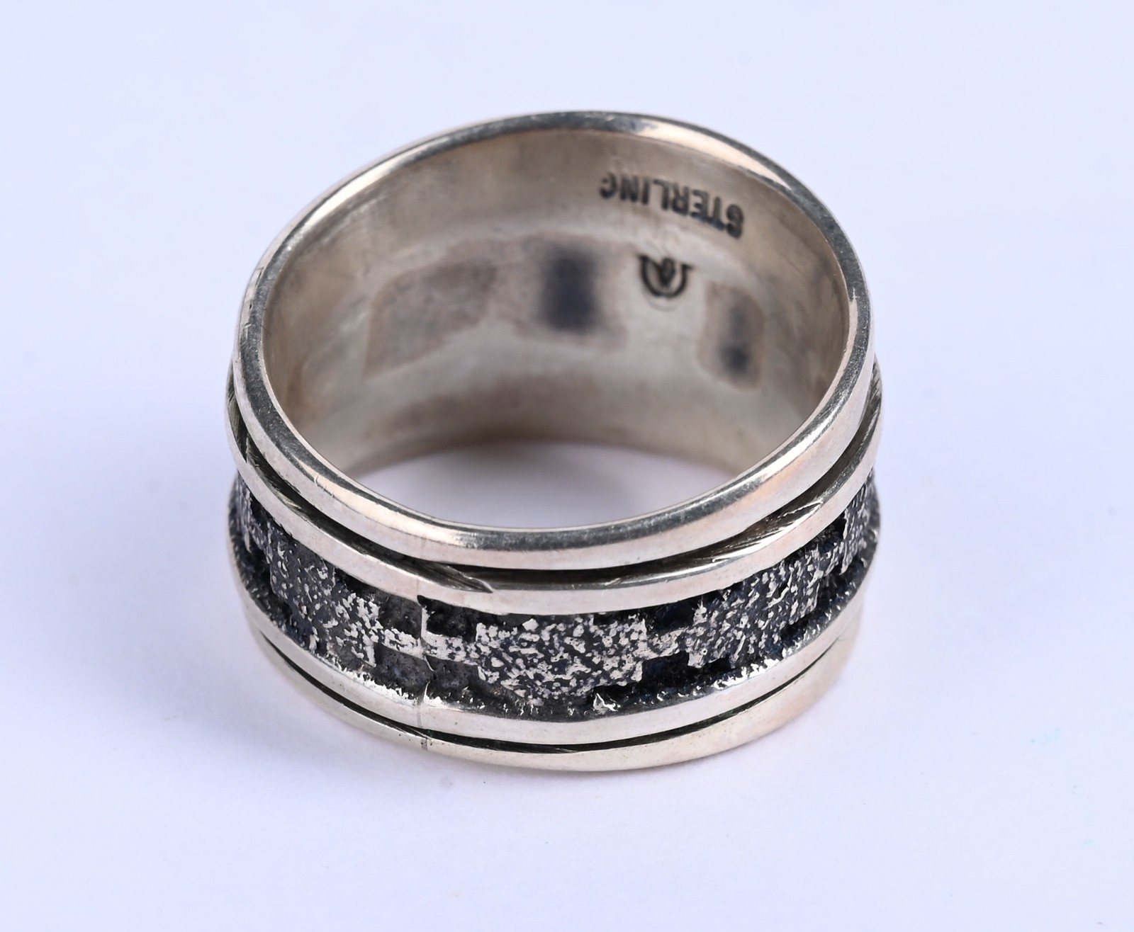 Southwest Sterling Silver Textured Wide Band Ring Size 7 7.83g