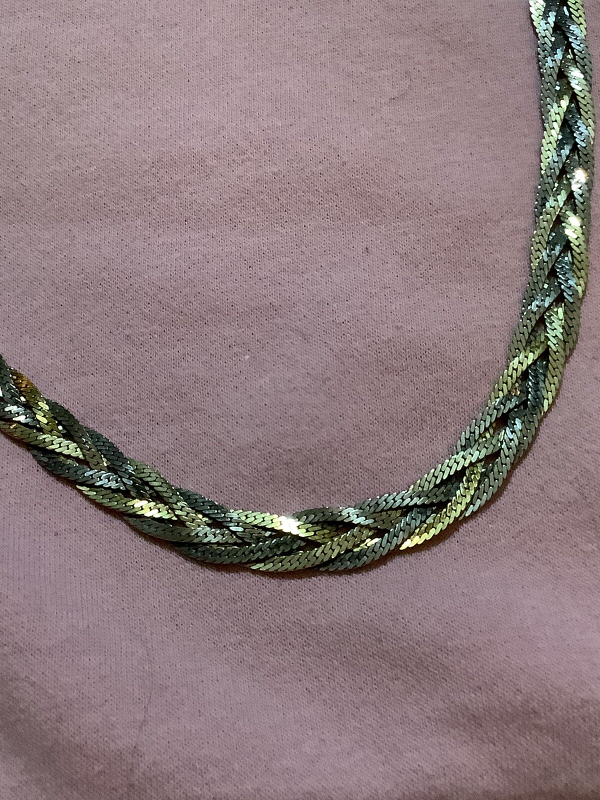 VTG SIGNED KOREA 24″ Copper/ Gold/Silver Tri-Color Braided~ Beautiful