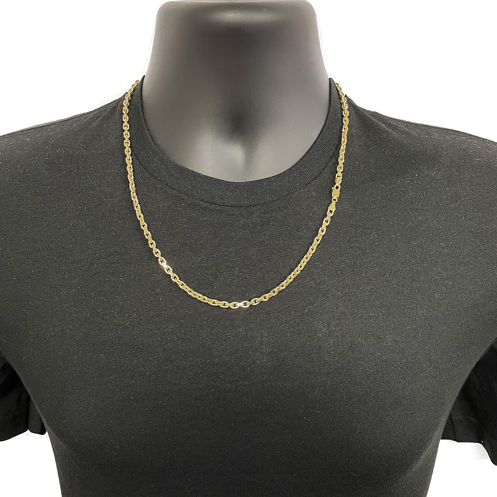 Italian 14k Yellow Gold Solid Anchor Cable Link Chain Necklace 22″ 4mm 45 grams