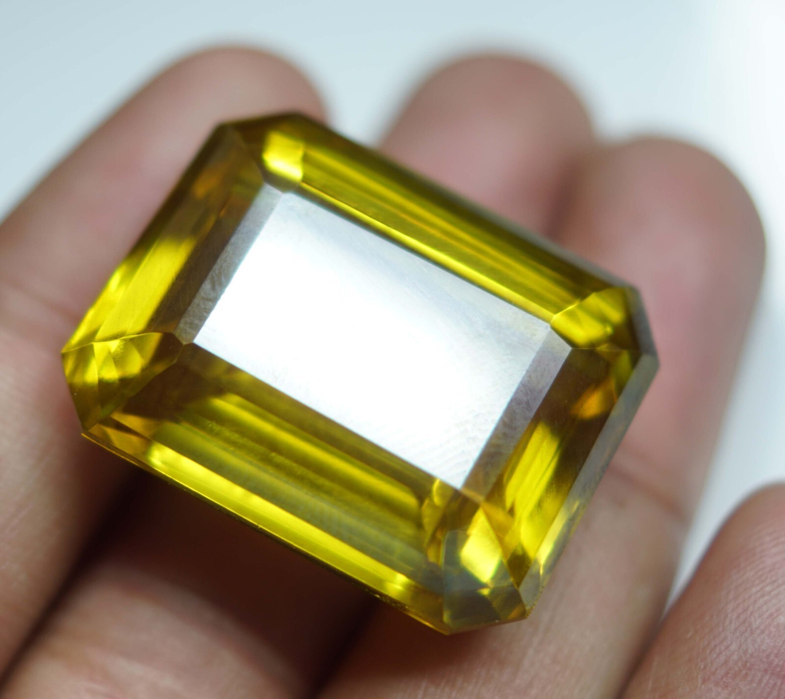 Certified 191.50 Ct Natural Emerald Cut Cambodian Yellow Zircon Loose Gemstone