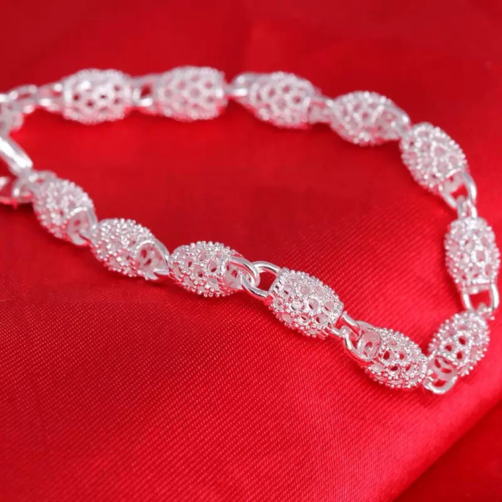 Women’s Silver Plated Charm Chain Bangle Bracelet Wedding Jewelry A78