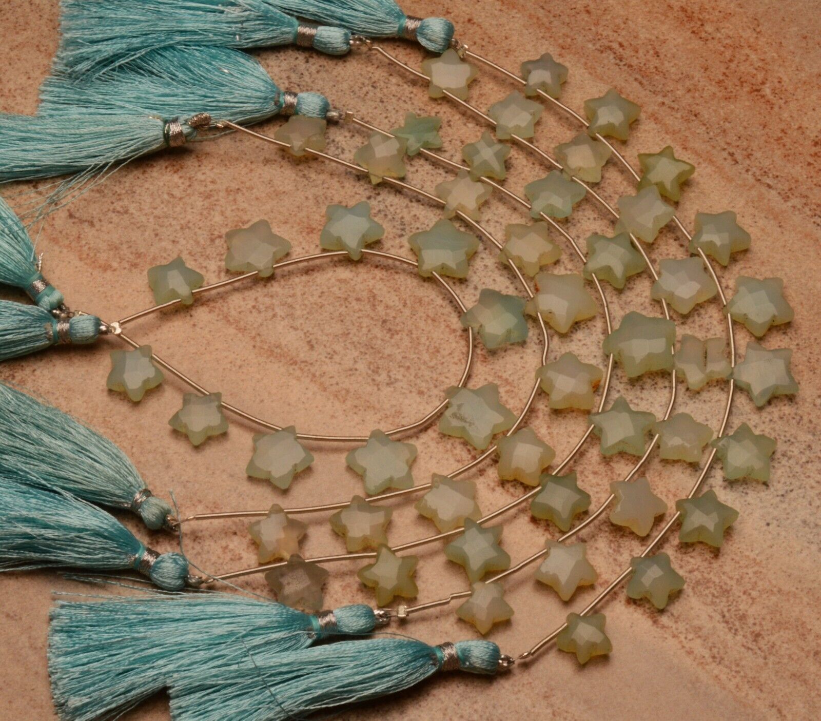 Natural Gem Chalcedony 10 to 13 mm Size Star Shape Beads 7″ Strand