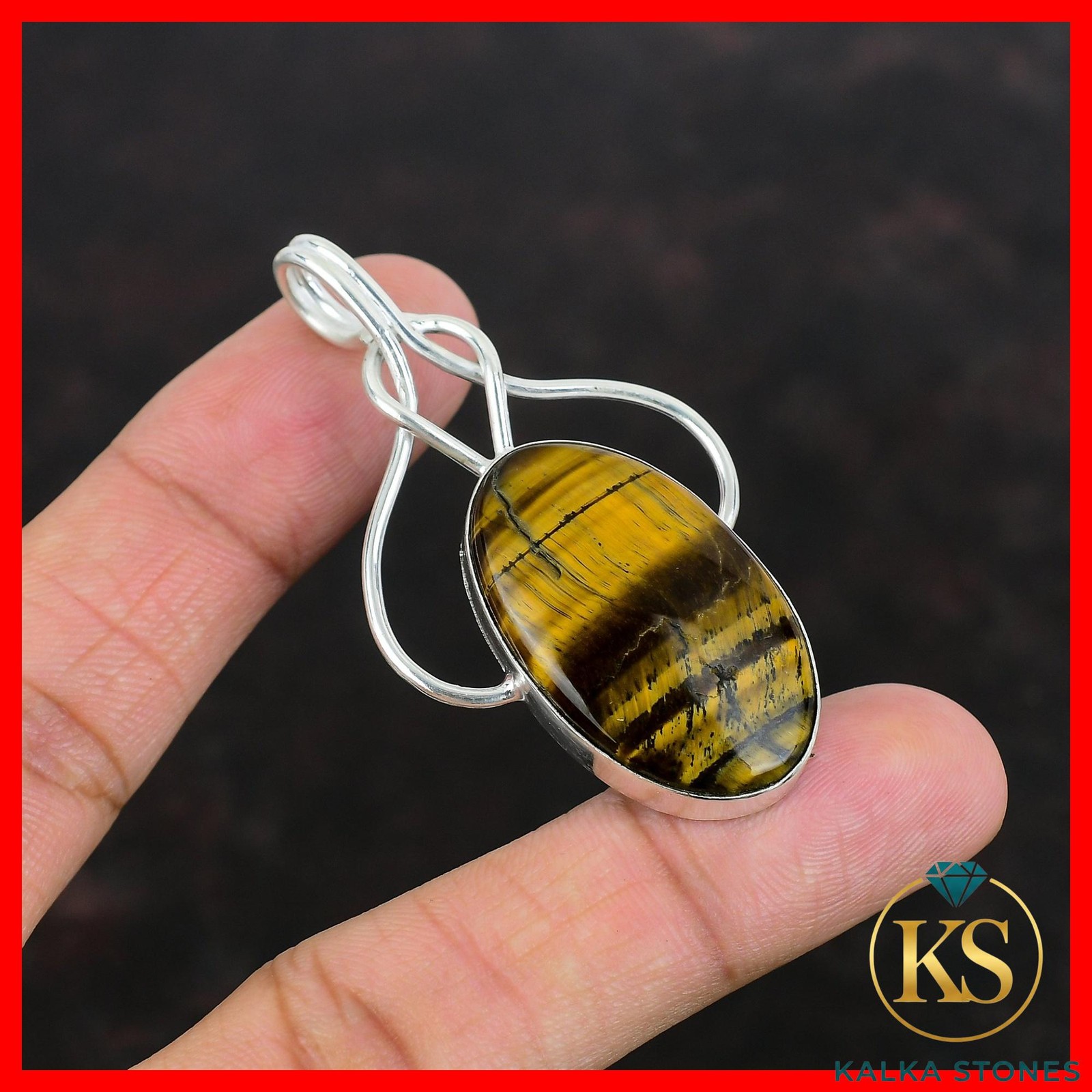 Oval Natural Tiger’s Eye Bezel Mother Boho New Pendant Jewelry Sterling Silver
