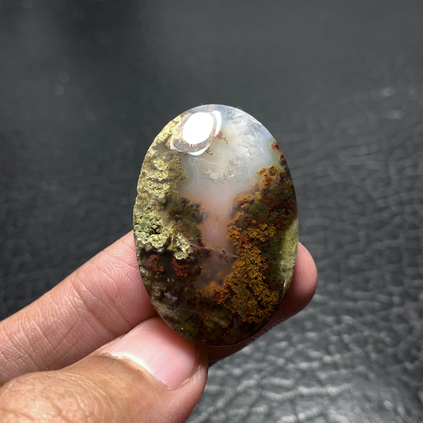 Moss Agate Cabochon 36×24.5x7mm Good Quality 53.5 ct