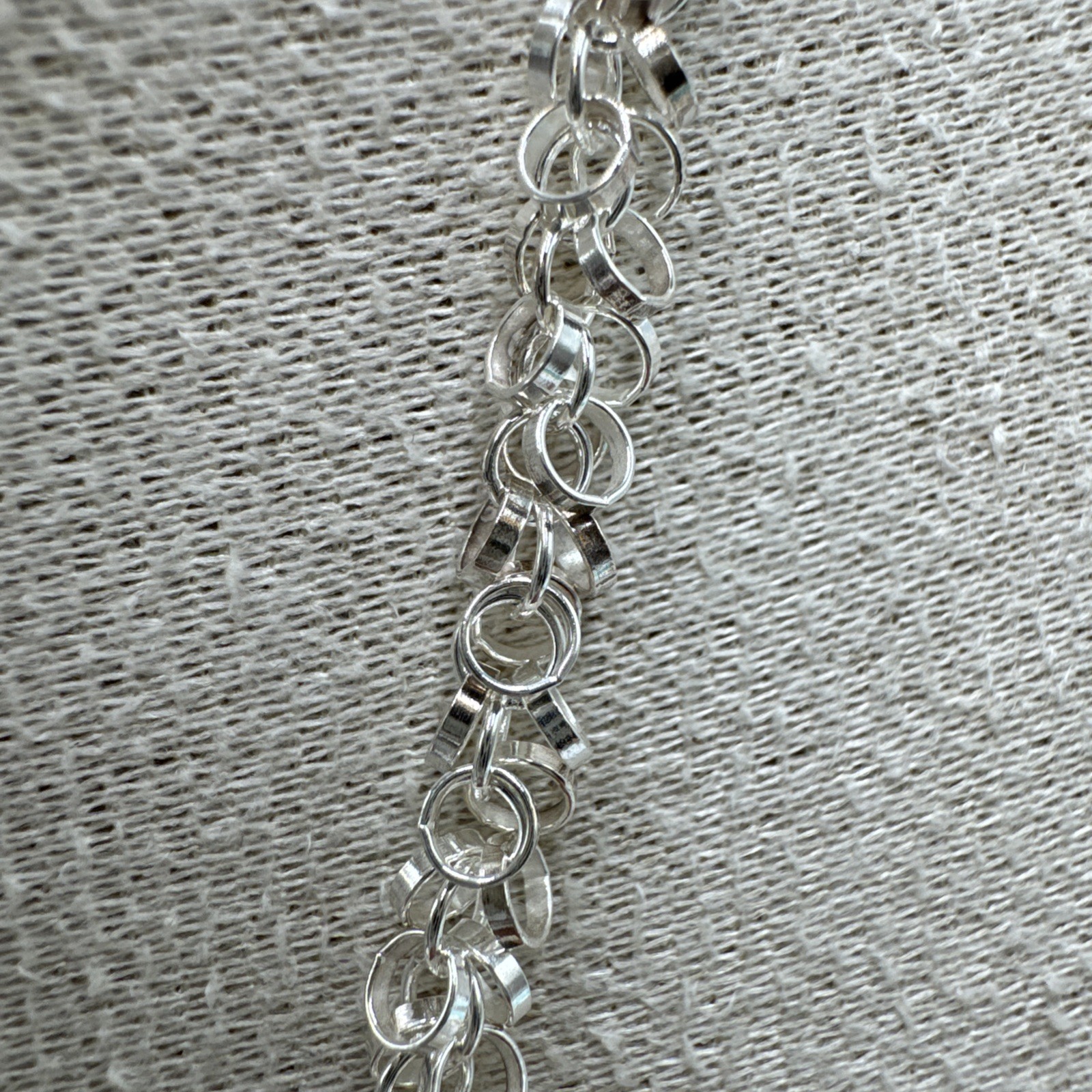Sterling Silver Circle Link Bracelet And Necklace Set, 15.7g 22inch