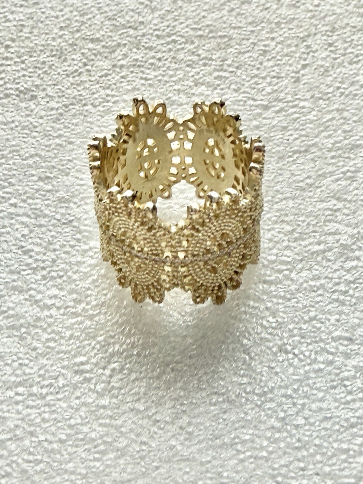 NADRI 925 Sterling Vermeil 19.7mm Wide Lace Sz7 Ring 8.86