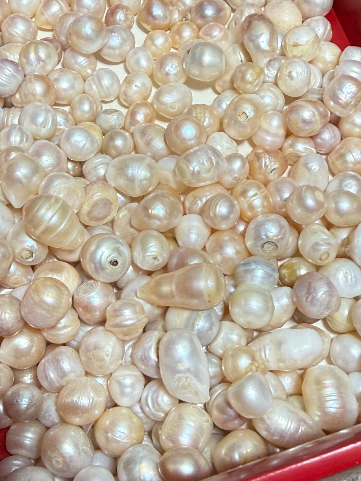 50g 35PCS 7-9mm Natural Cultured Pearl Loose Beads Baroque White Freshwater DIY
