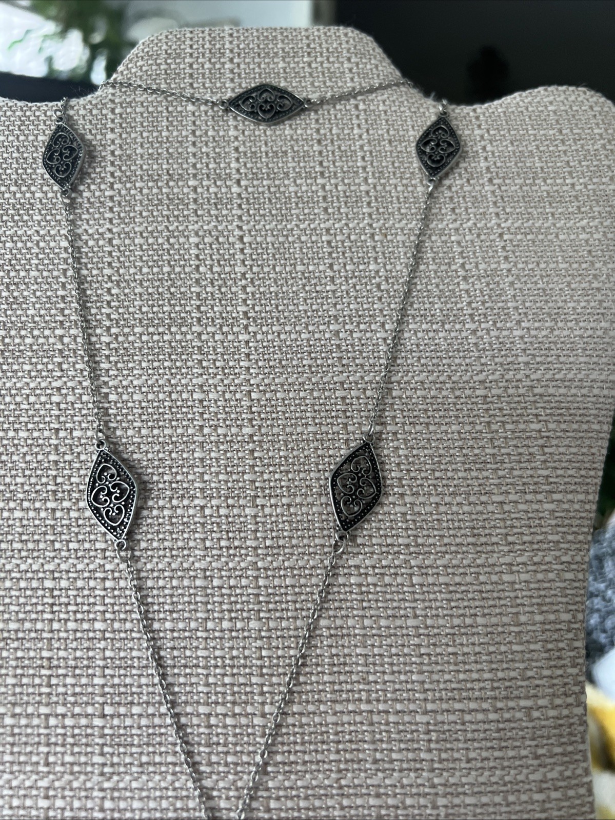 Women Long Retro Bohemian Ethnic Silver Diamond Shape Chip Metal Chain Dress