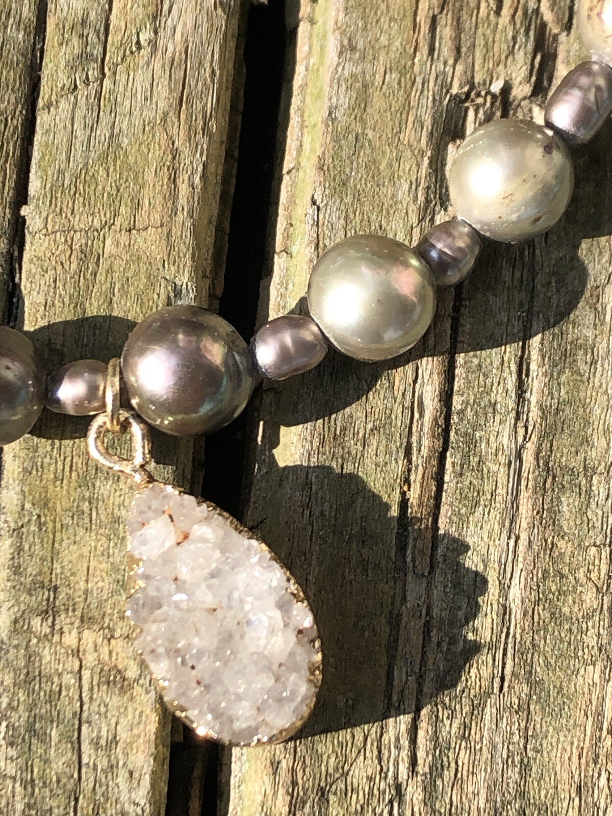 Real Pearl With Crystal Nugget Bracelet