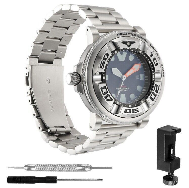 Silver Metal Adapters 24mm Bands for Citizen Eco-Drive Promaster BJ8050