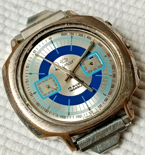 VINTAGE VALJOUX 7733 MANUAL WIND CHRONOGRAPH SWISS WATCH FOR REPAIR OR PARTS