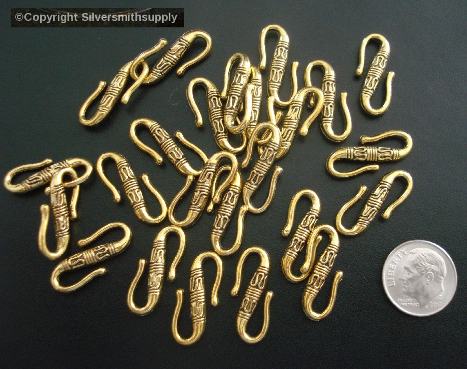 22mm Jewelry clasps 24 S hook clasps ancient design antique gold plated FPC138B