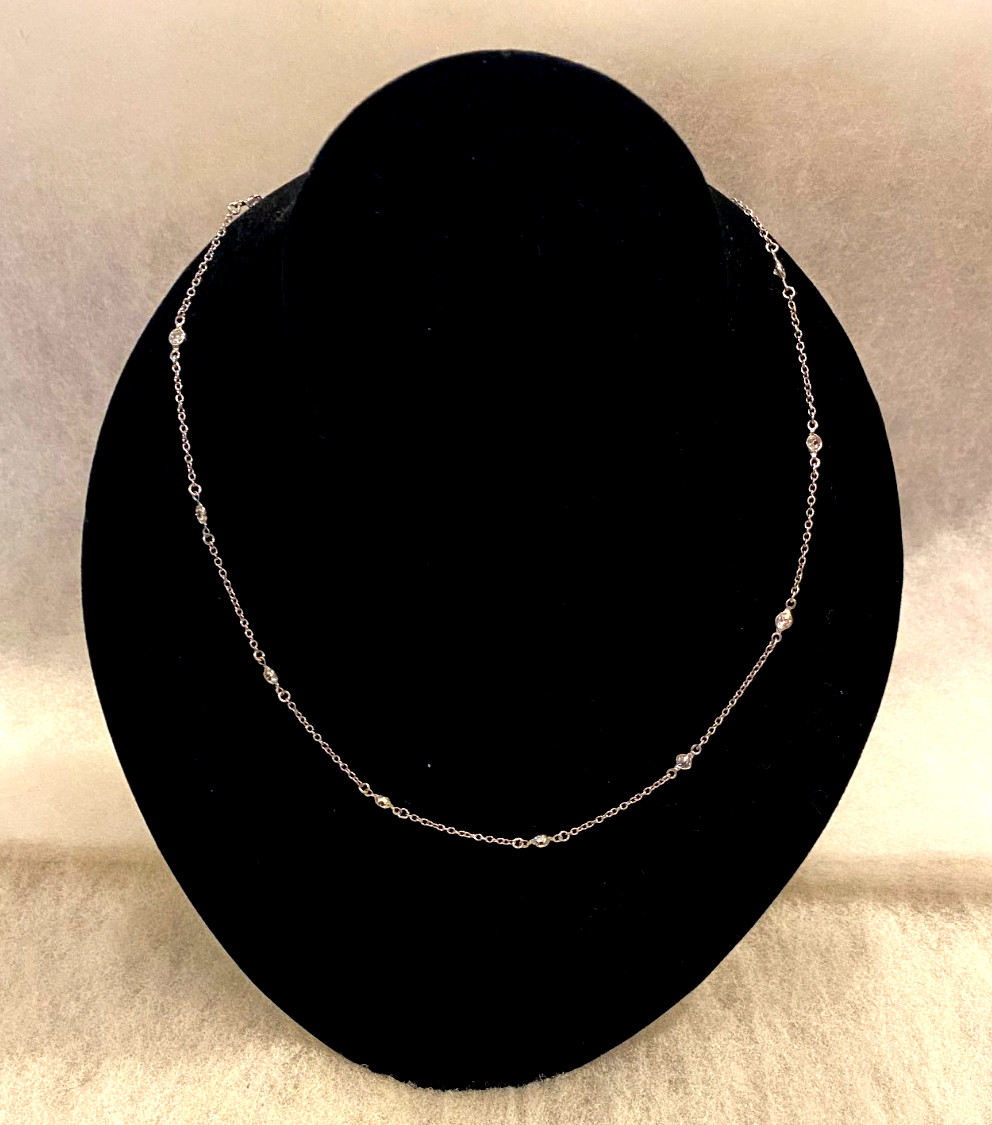 Sterling CZ’s on Cable Chain Necklace 18 In. Long – 3.2 Grams