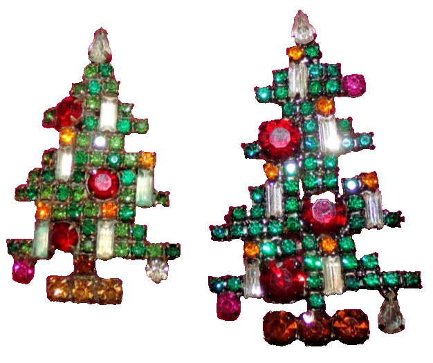 CHRISTMAS TREE shaped pin lot of 2–One signed Weiss the other unsigned–SALE!!