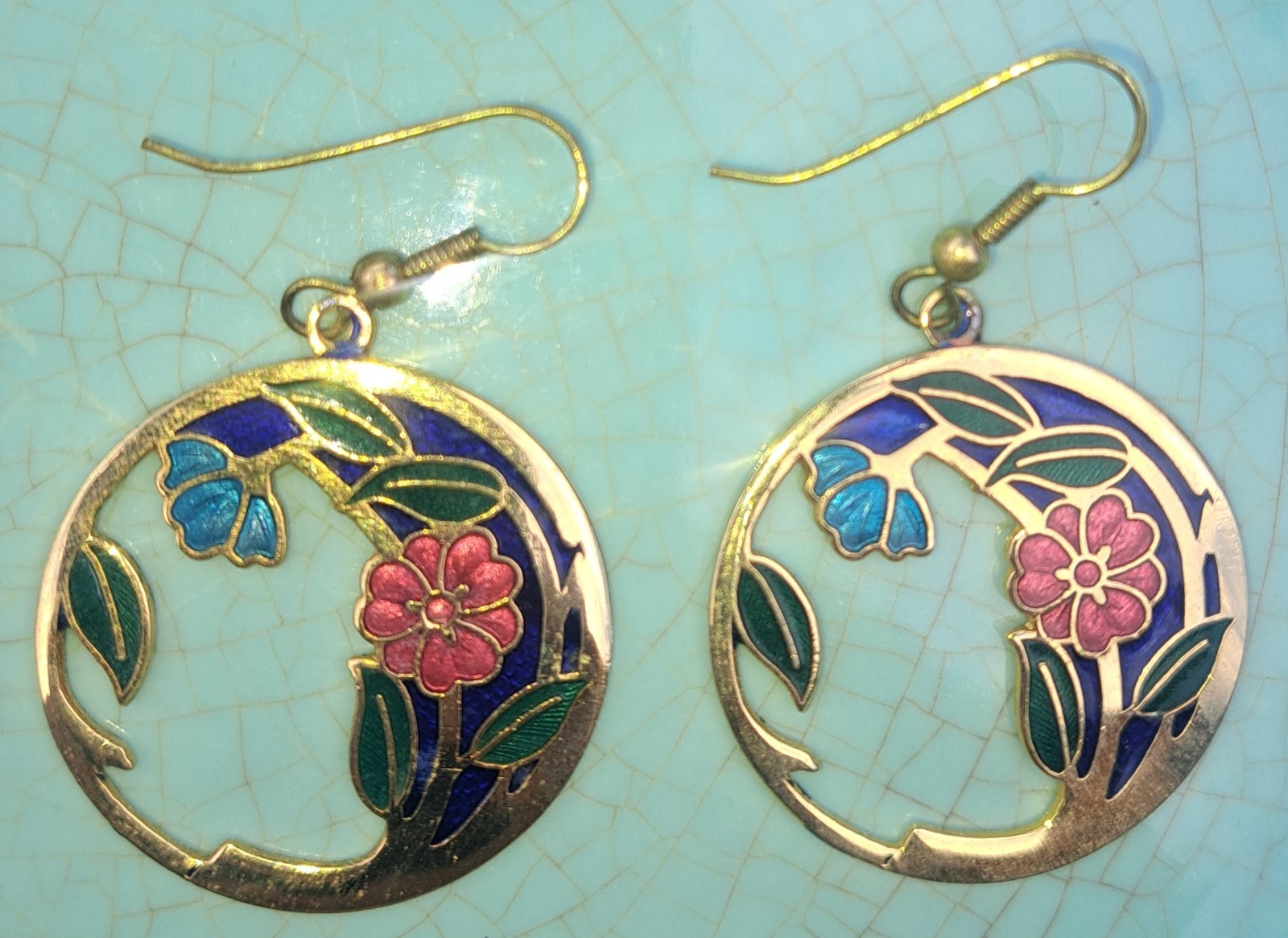 Vtg Cloisonne + Other Earrings Lot 10 Pairs Pierced Unicorns Shells Enamel