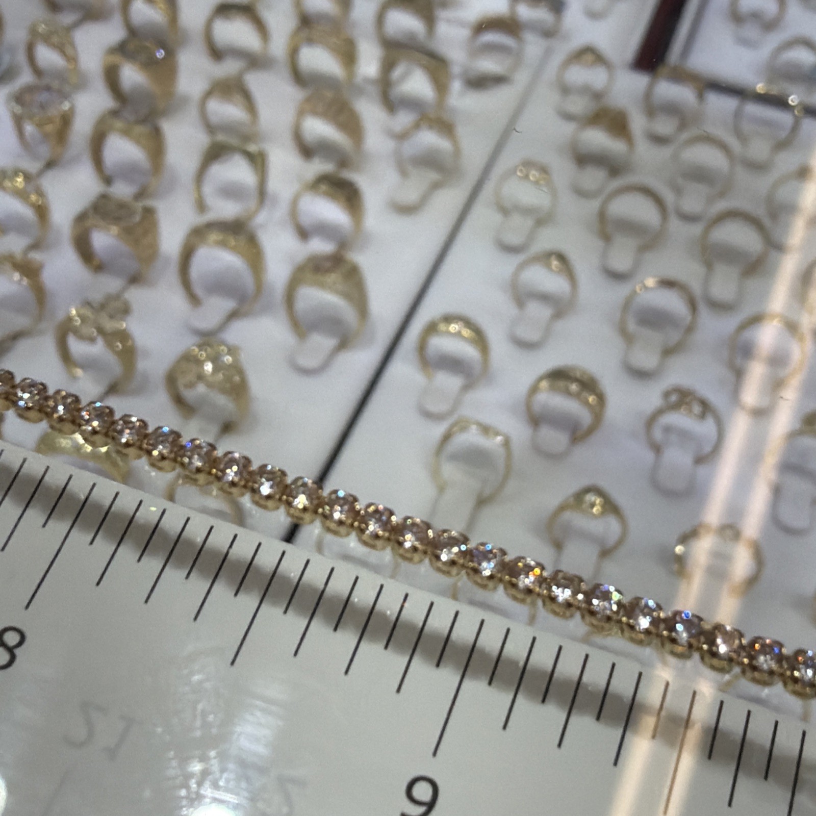 14 K Real Yellow Gold Anklets With Cubic Zirconia 10 Inches
