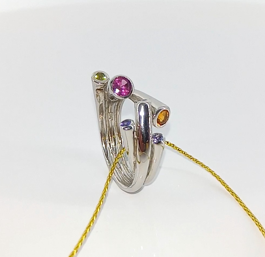 🔥🔥🔥Exquisite Sea Flower RING with Rhodolite, Tanzanite, Citrine & Peridot – Size 17