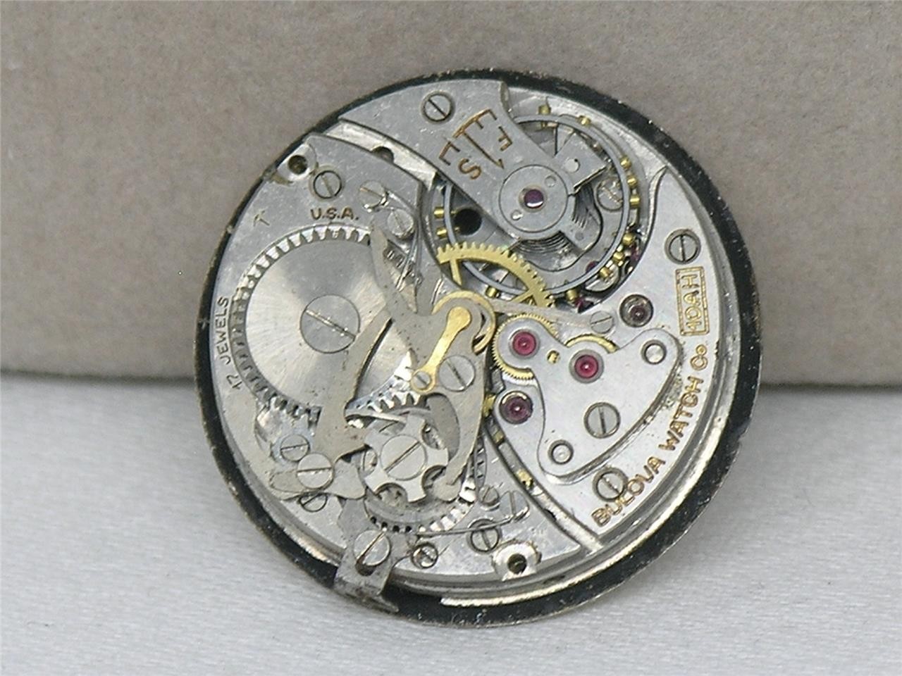 RARE MENS BULOVA 10AH CHRONOGRAPH WRIST WATCH MOVEMENT / DIAL / STEM / CROWN