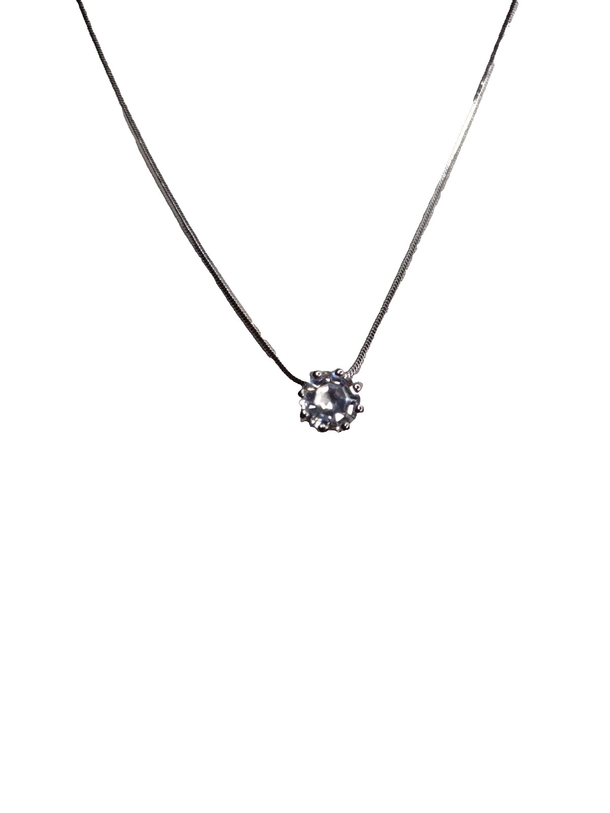 Necklace 16″ Choker Elegant Pendant Faux Clear Jewel Beauty Prom Silver Tone