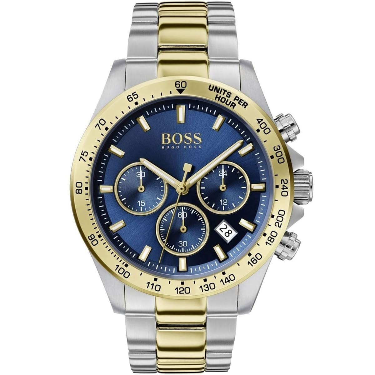 Original Hugo Boss Hero Men’s Watch 1513767 Chronograph Blue Dial Two-Tone