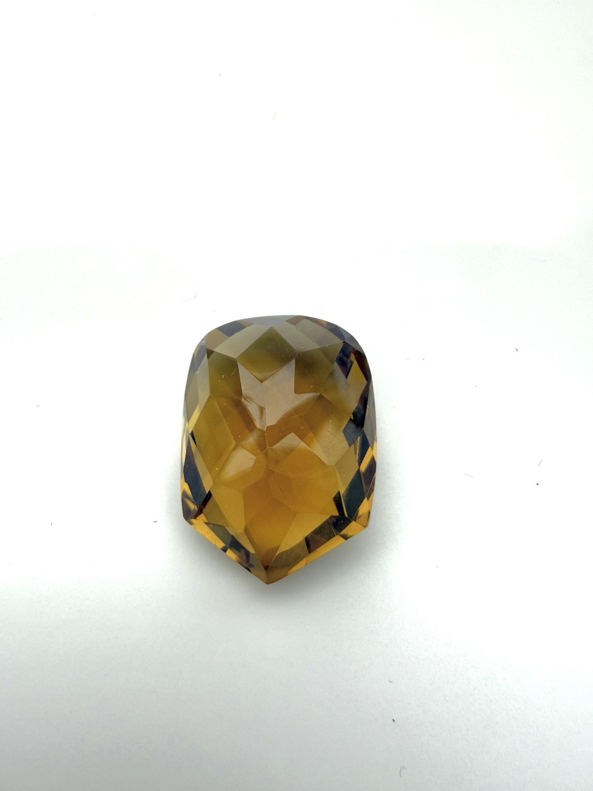 42 Carat Golden Brazilian Citrine – Chevron/Shield Shape, Rose Cut Faceting