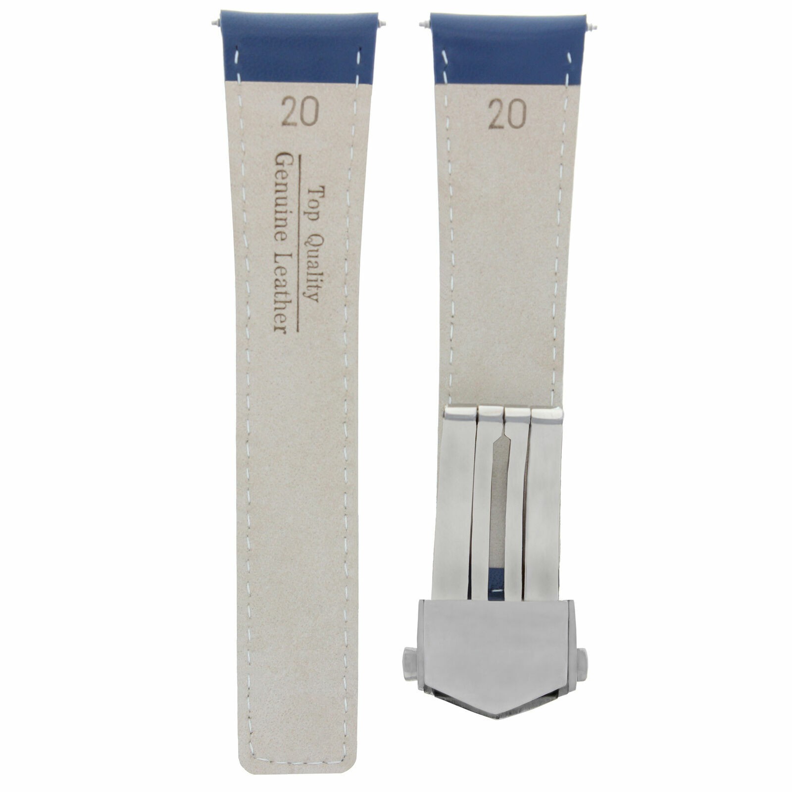 20MM SMOOTH LEATHER WATCH BAND STRAP FOR TAG HEUER CARRERA CALIBRE CV2010 BLUE O