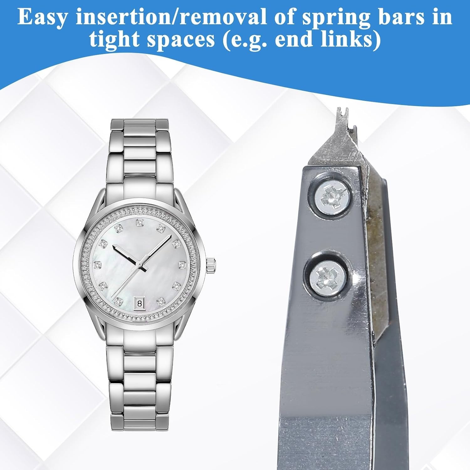 V-Shaped Stainless Steel Spring Bar Tweezers for Watch Repair – Ergonomic Design