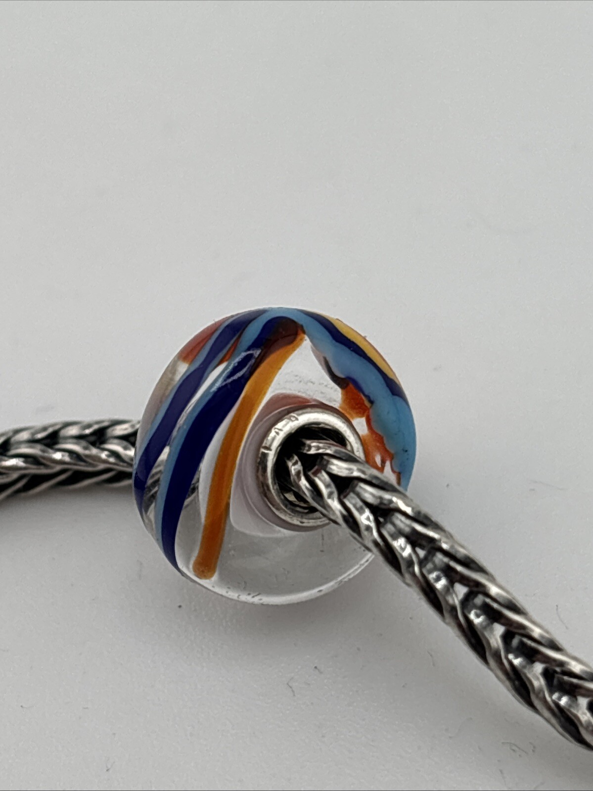 Authentic Trollbeads Colorful Parrot On White Base Bead NEW #377