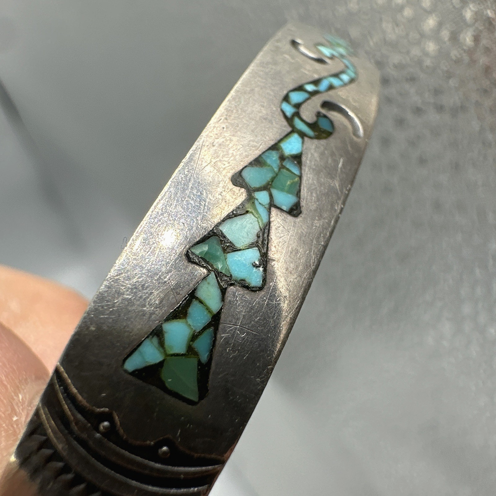 Vtg Gene Gibson Navajo Sterling Silver Turquoise Native American Cuff Bracelet