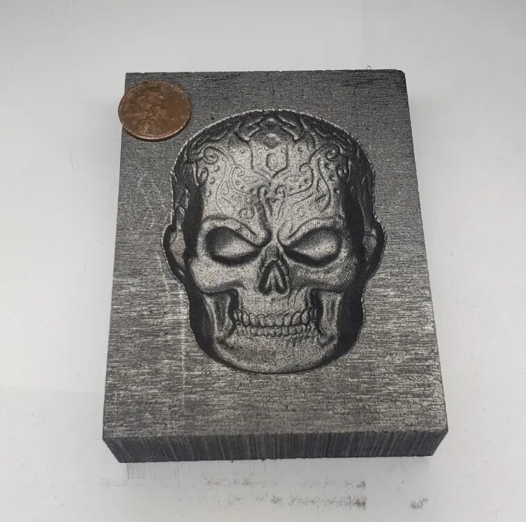 Copper Skull 8.5 Ounce 3D Graphite Ingot Mold Gold Silver Copper Tin Melting