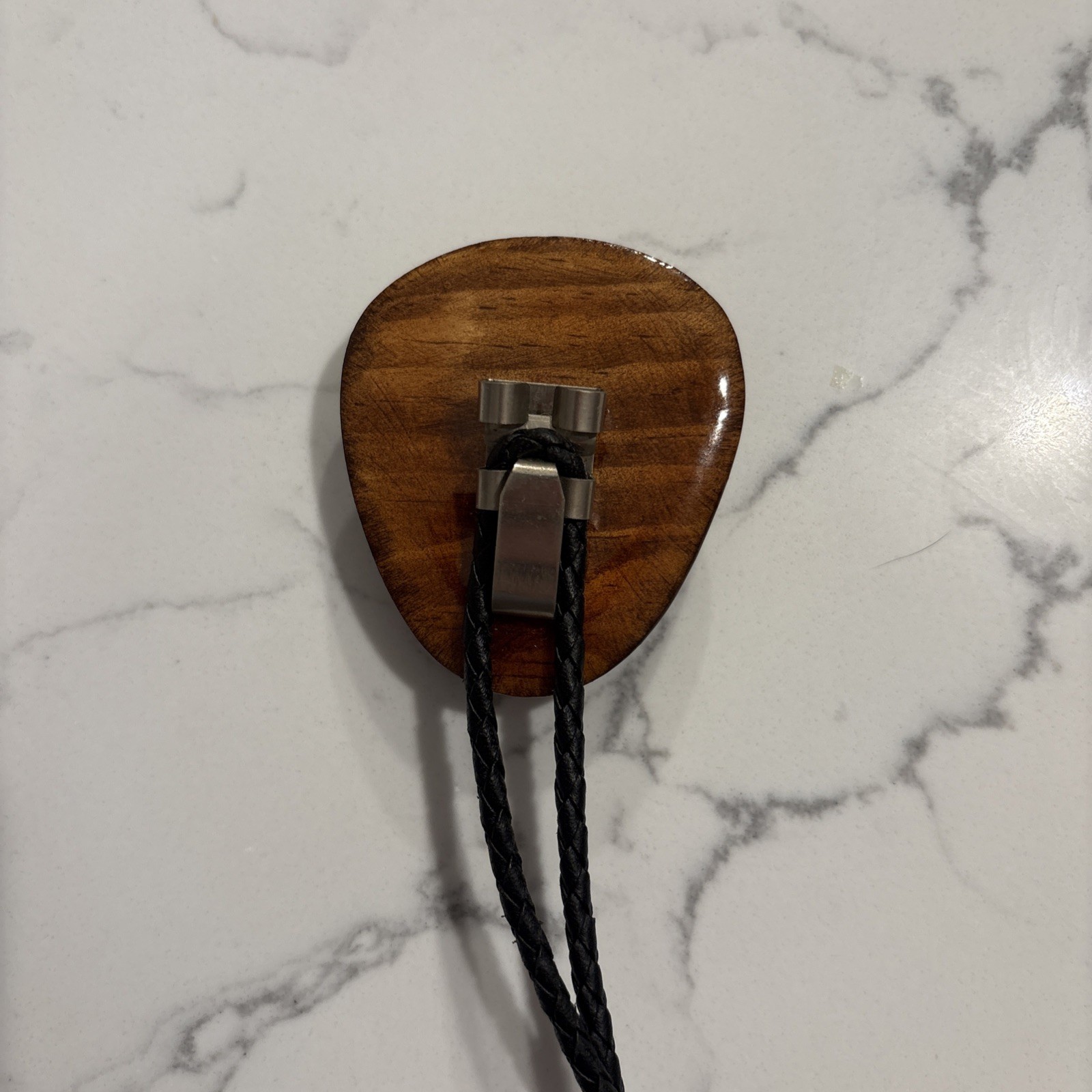 Vintage Southwestern Polychrome Jasper Bolo Tie Braided Leather Cord Silver Tips