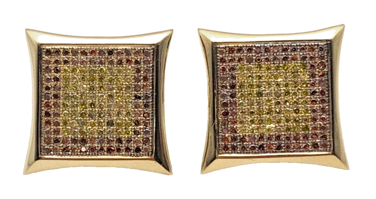 10k Gold Kite Earrings with 1.50ctw Yellow & Red Diamonds (4.1 gram)