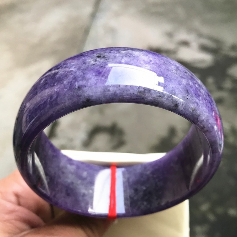 69MM Ancient Natural Lavender Jadeite Jade Bracelet Burma Jadeite Big Bangle