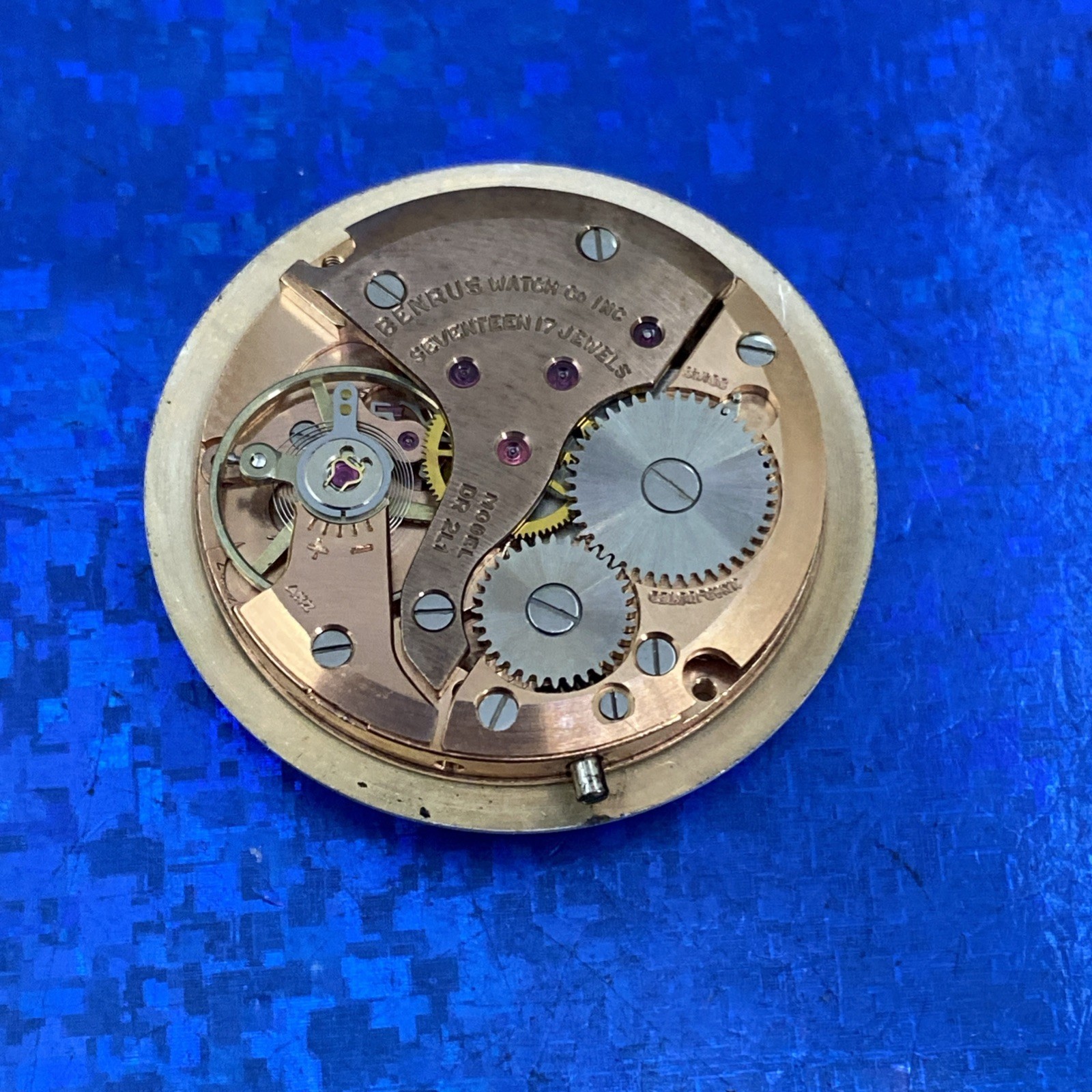 Vintage 1960s Man’s BENRUS Shock-Absorber Stunning Silver Dial Serviced WARRANTY