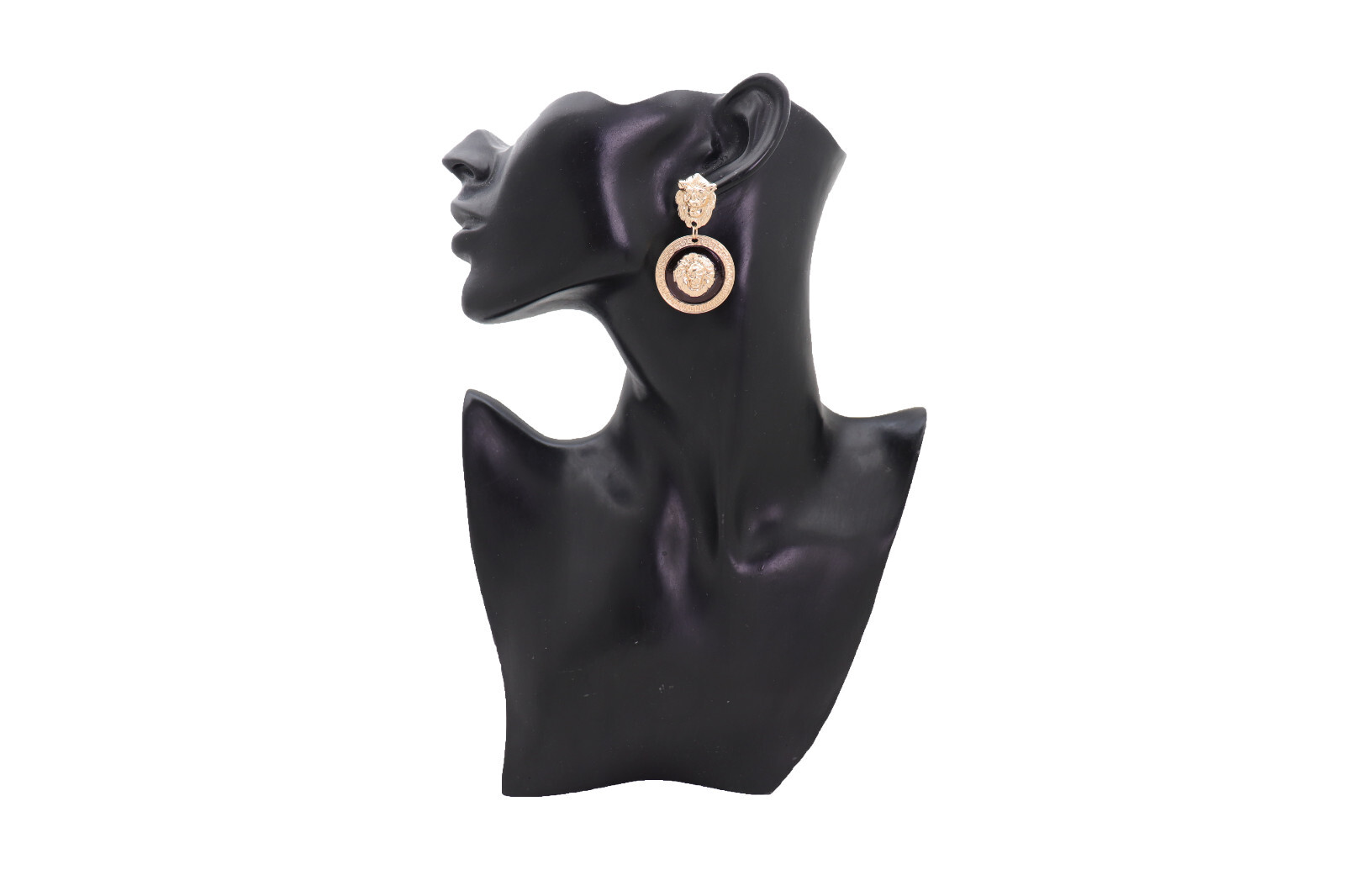 Women Special Style Earrings Set Fashion Jewelry Gold Lion Round Bling Bold Look