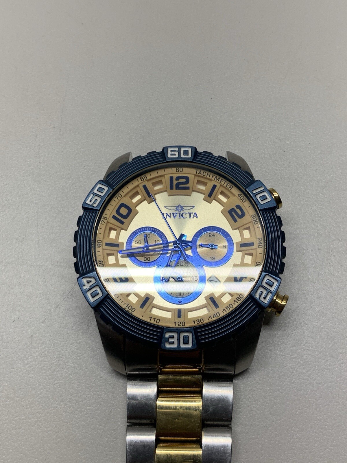 Invicta Pro Diver Tritnite Night Glow Flame Fusion Blue Gold Untested AS IS