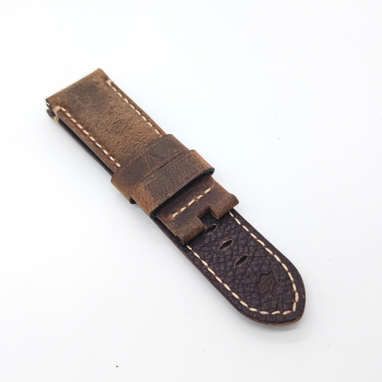 24mm Dark Brown Calf Leather Deployment Clasp Strap For PAM RADIOMIR LUMINOR