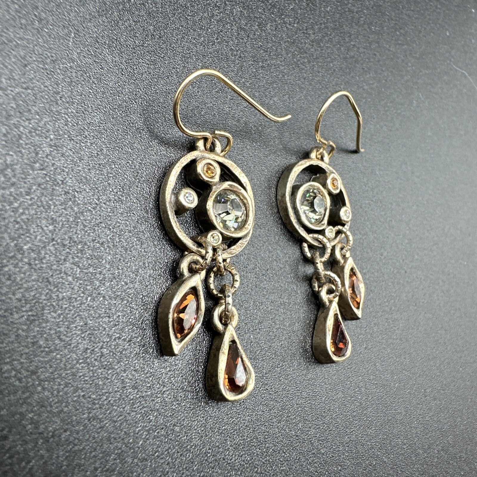 Patricia Locke Gold Tone Dangle Yellow Earrings J115