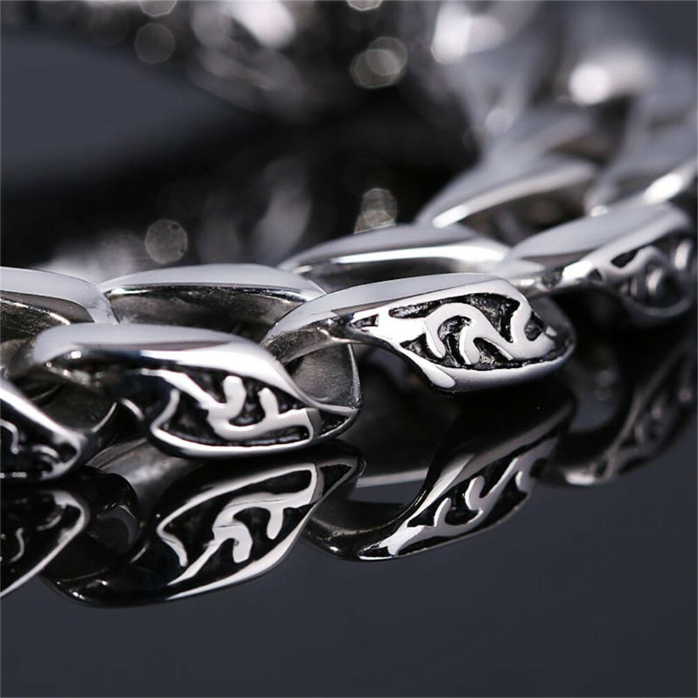 Mens Heavy Sturdy Stainless Steel Motorcycle Biker Chain Bracelet Wristband Gift