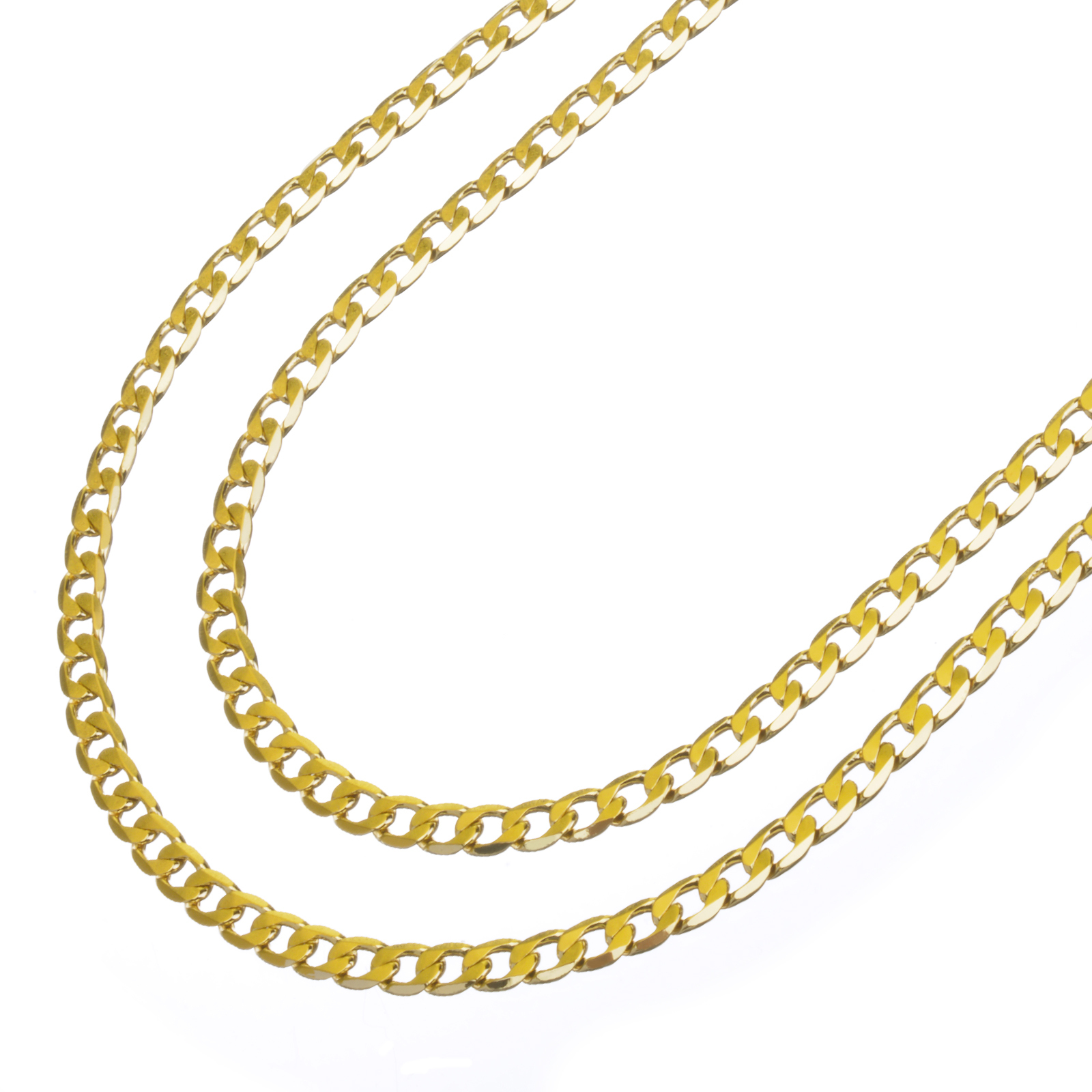 Men’s Solid Yellow Gold Plated 6 mm Cuban Double Chain Necklace 22″+26″ 2pc Set