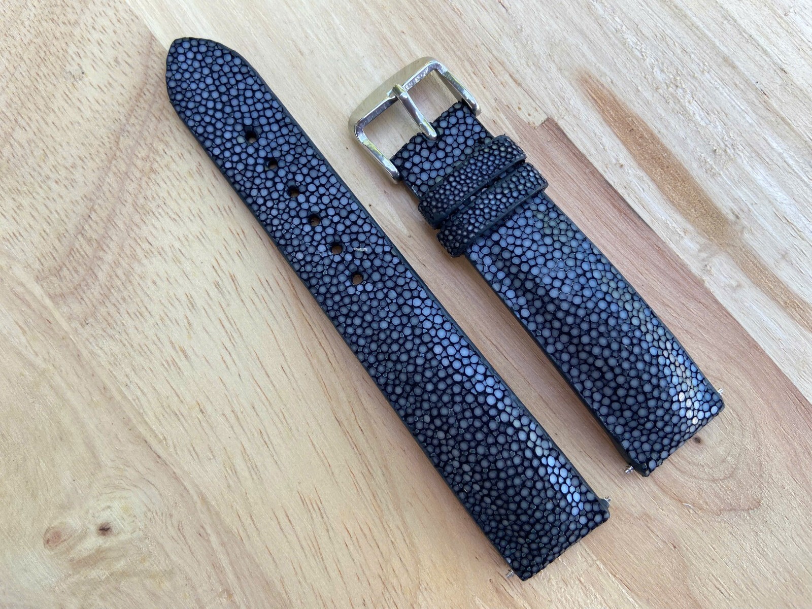 Black Stingray Leather Watch Strap Band 16 18mm 19mm 20mm 21mm 22mm 23 24mm 26mm